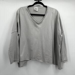 Planet Lauren G Pullover Top Womens One Size Raw Hem Asymmetrical Sweatshirt